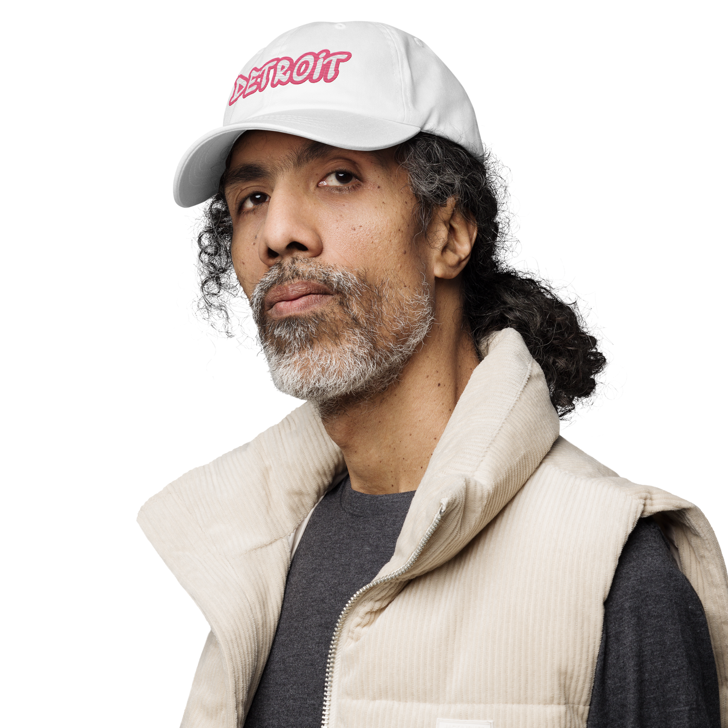 'Detroit' Dad Hat (Rhodochrosite Pink Tag Font)