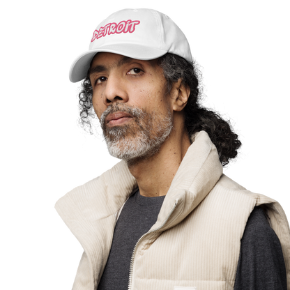 'Detroit' Dad Hat (Rhodochrosite Pink Tag Font)