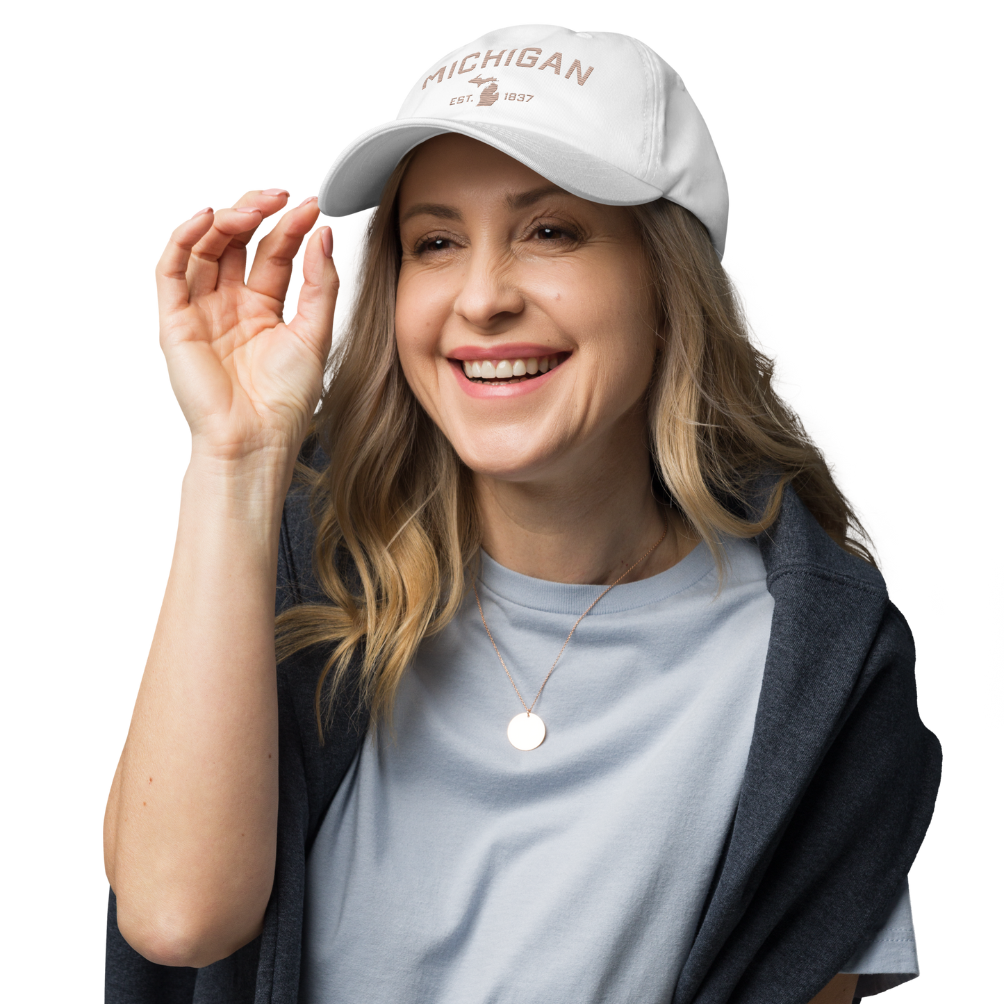 'Michigan EST 1837' Dad Hat (Athletic Font) | Rose Gold