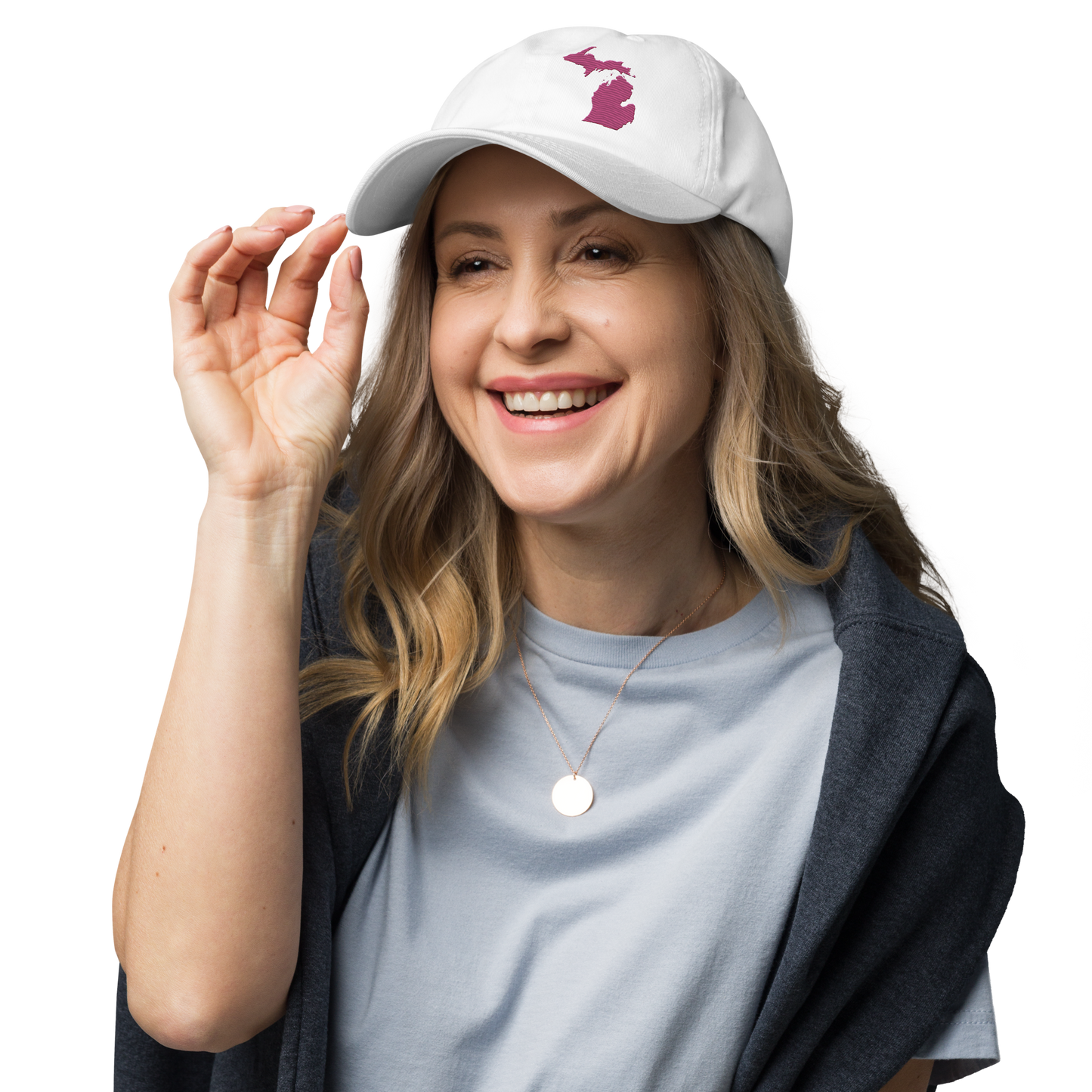 Michigan Dad Hat | Apple Blossom Pink Outline