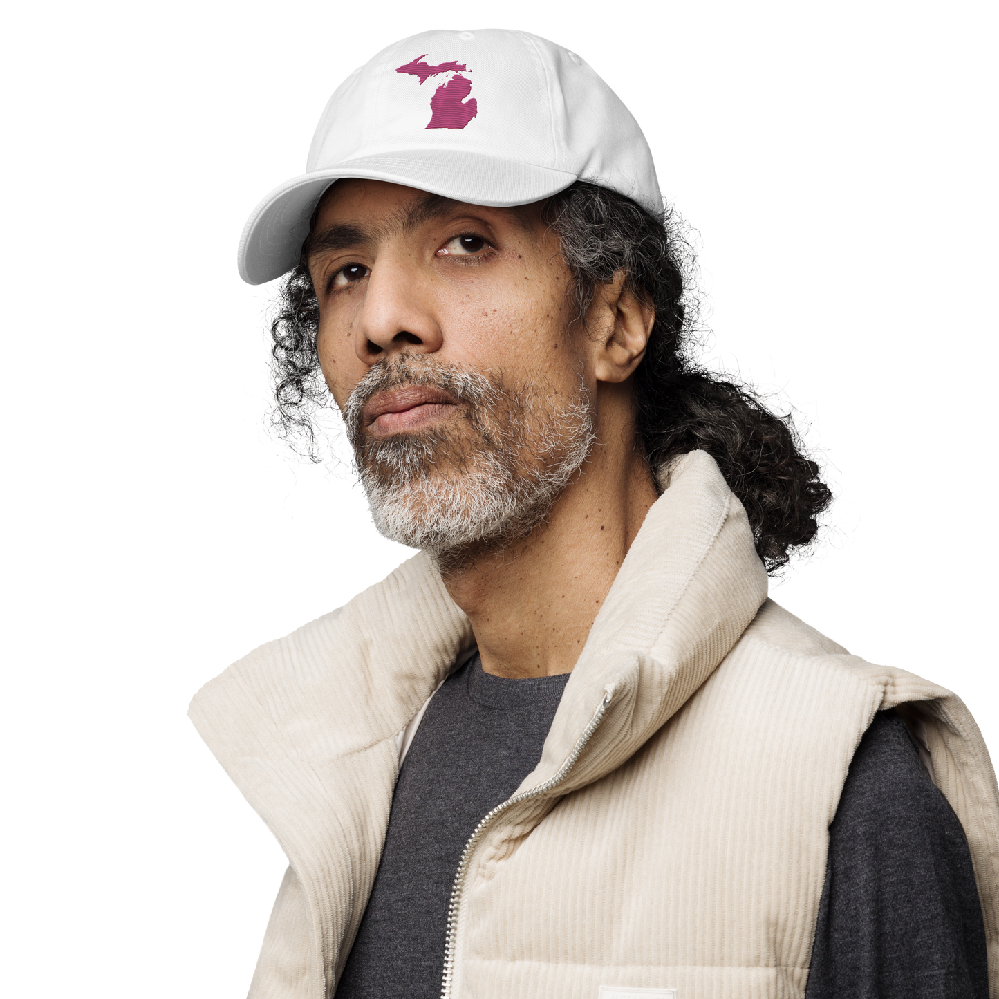 Michigan Dad Hat | Apple Blossom Pink Outline