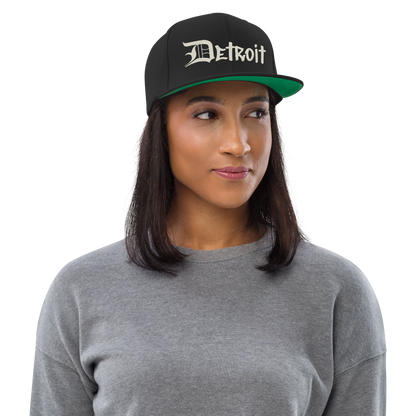 'Detroit' Vintage Snapback (OED Tag Font) | Ivory White