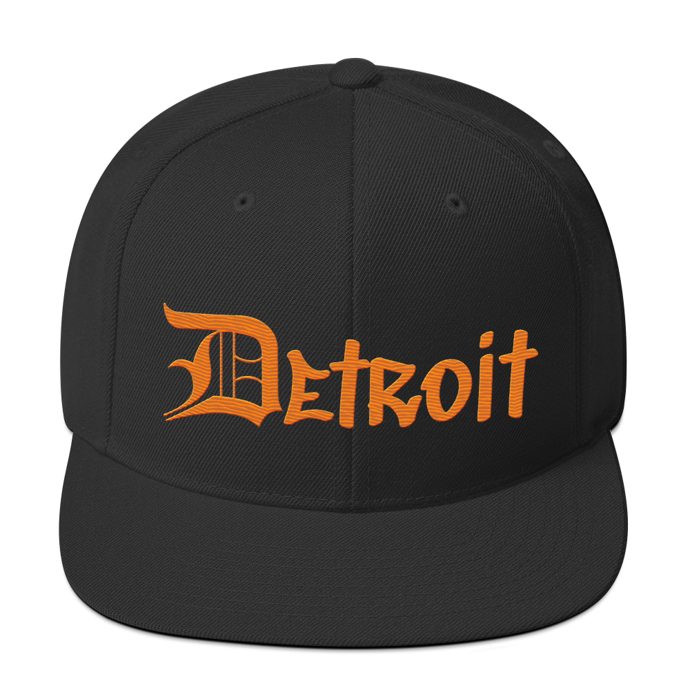 'Detroit' Vintage Snapback (OED Tag Font) | Orange