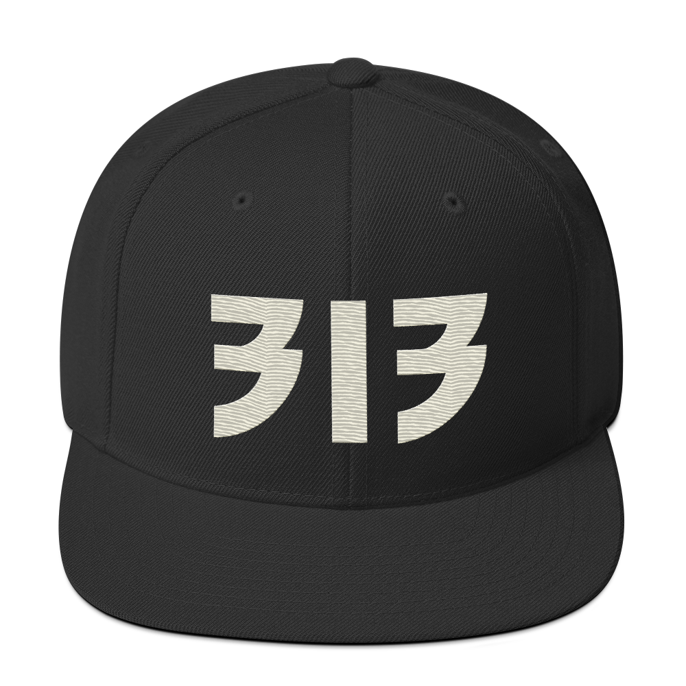 Detroit '313' Vintage Snapback (Glam Rock Font) | Ivory White