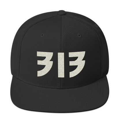 Detroit '313' Vintage Snapback (Glam Rock Font) | Ivory White