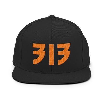 Detroit '313' Vintage Snapback (Glam Rock Font) | Orange