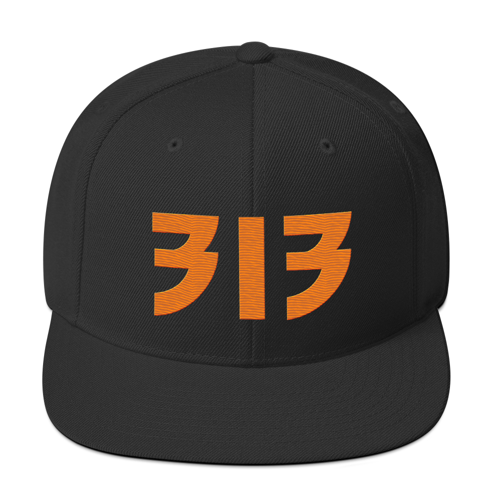 Detroit '313' Vintage Snapback (Glam Rock Font) | Orange