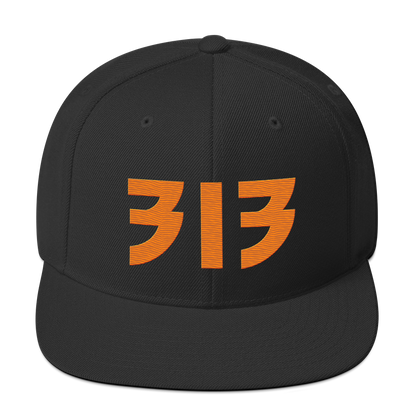 Detroit '313' Vintage Snapback (Glam Rock Font) | Orange