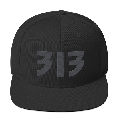 Detroit '313' Vintage Snapback (Glam Rock Font) | Iron Ore Grey