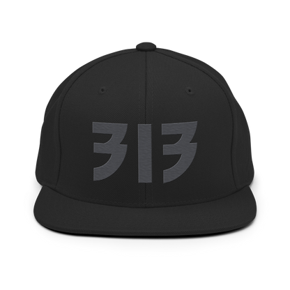 Detroit '313' Vintage Snapback (Glam Rock Font) | Iron Ore Grey