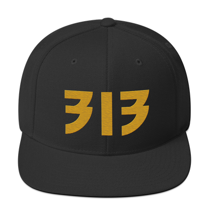 Detroit '313' Vintage Snapback (Glam Rock Font) | Gold