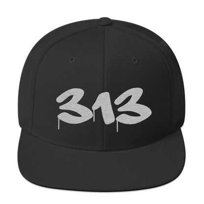 Detroit '313' Vintage Snapback (Tag Font) | Platinum