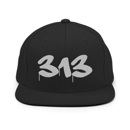 Detroit '313' Vintage Snapback (Tag Font) | Platinum