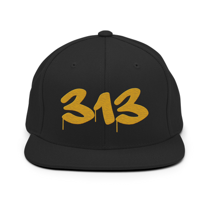 Detroit '313' Vintage Snapback (Tag Font) | Gold