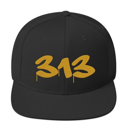 Detroit '313' Vintage Snapback (Tag Font) | Gold