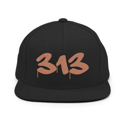 Detroit '313' Vintage Snapback (Tag Font) | Copper