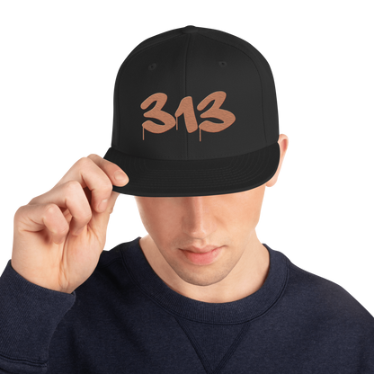 Detroit '313' Vintage Snapback (Tag Font) | Copper