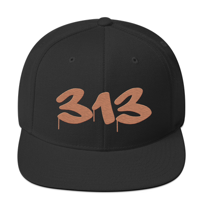 Detroit '313' Vintage Snapback (Tag Font) | Copper