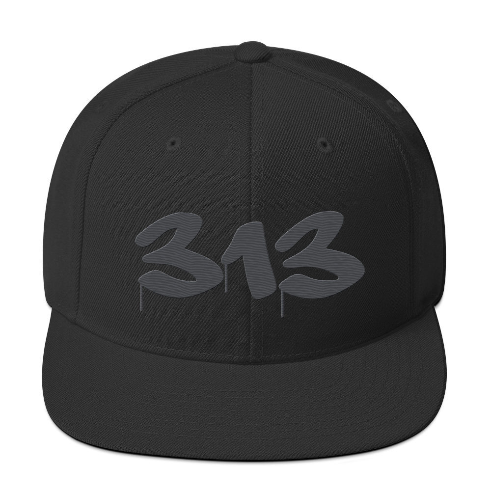 Detroit '313' Vintage Snapback (Tag Font) | Iron Ore Grey