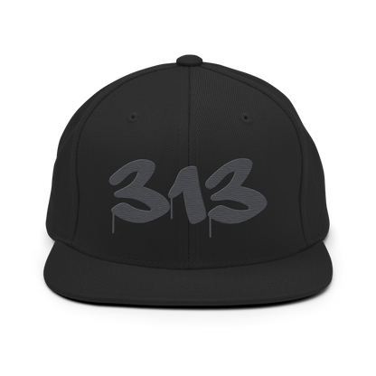 Detroit '313' Vintage Snapback (Tag Font) | Iron Ore Grey