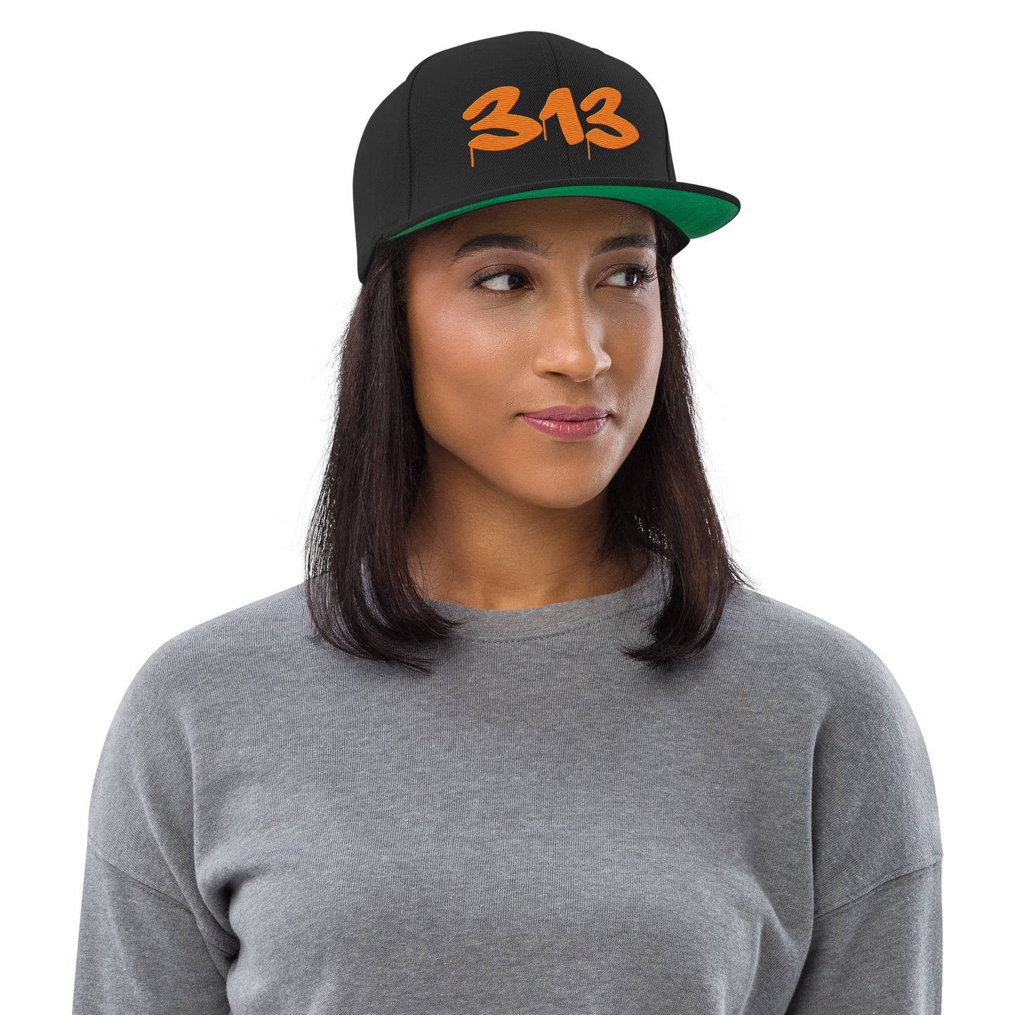 Detroit '313' Vintage Snapback (Tag Font) | Orange