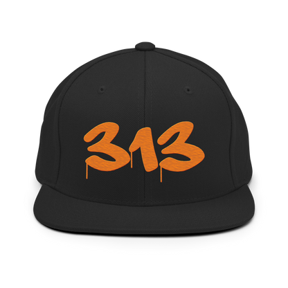 Detroit '313' Vintage Snapback (Tag Font) | Orange