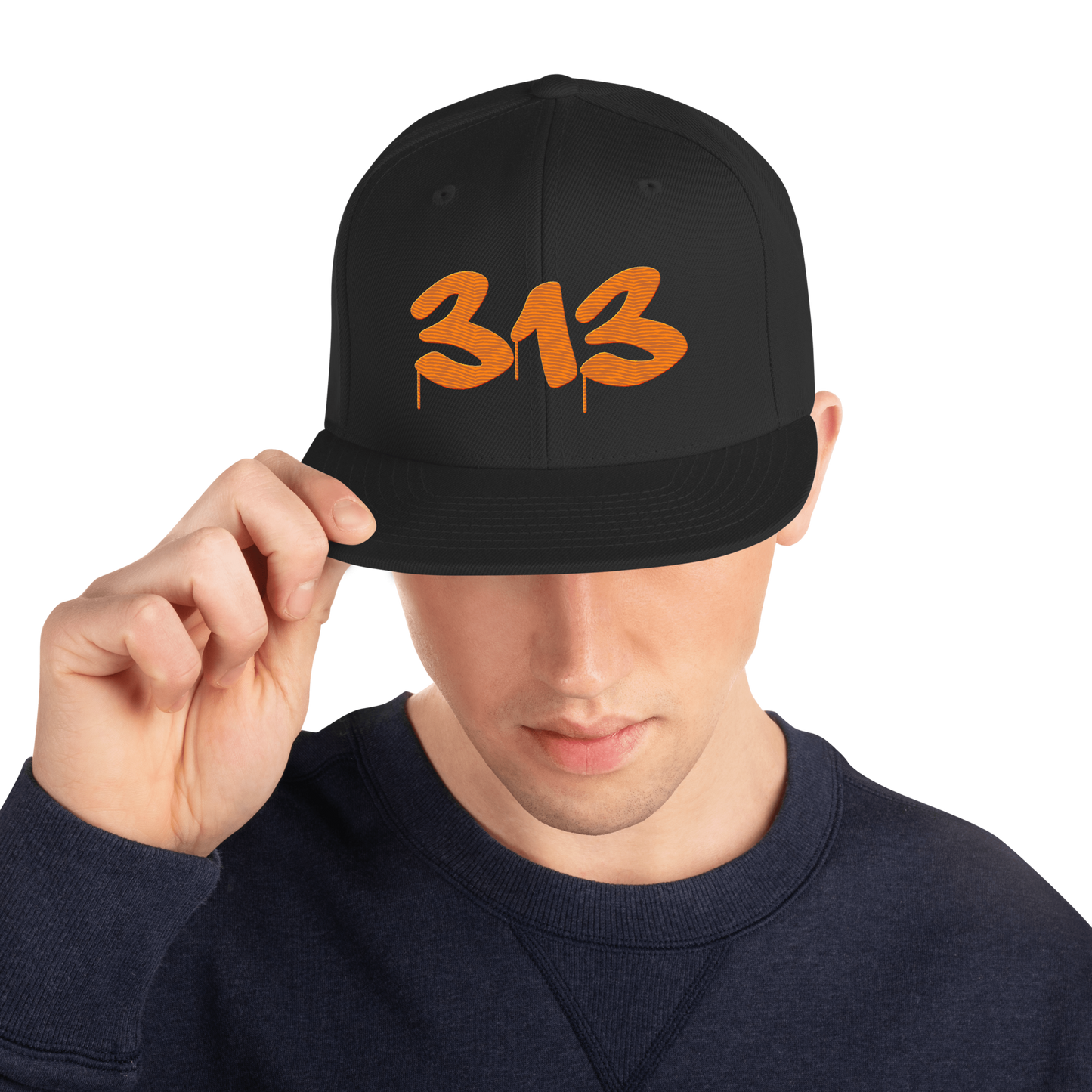 Detroit '313' Vintage Snapback (Tag Font) | Orange