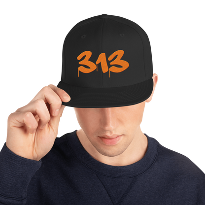 Detroit '313' Vintage Snapback (Tag Font) | Orange