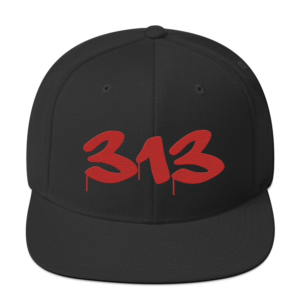 Detroit '313' Vintage Snapback (Tag Font) | Aliform Red