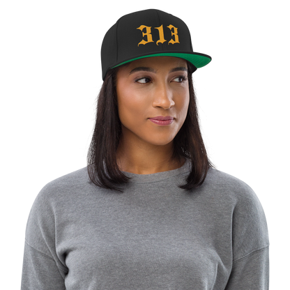 Detroit '313' Vintage Snapback (Old English Font) | Gold