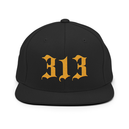 Detroit '313' Vintage Snapback (Old English Font) | Gold