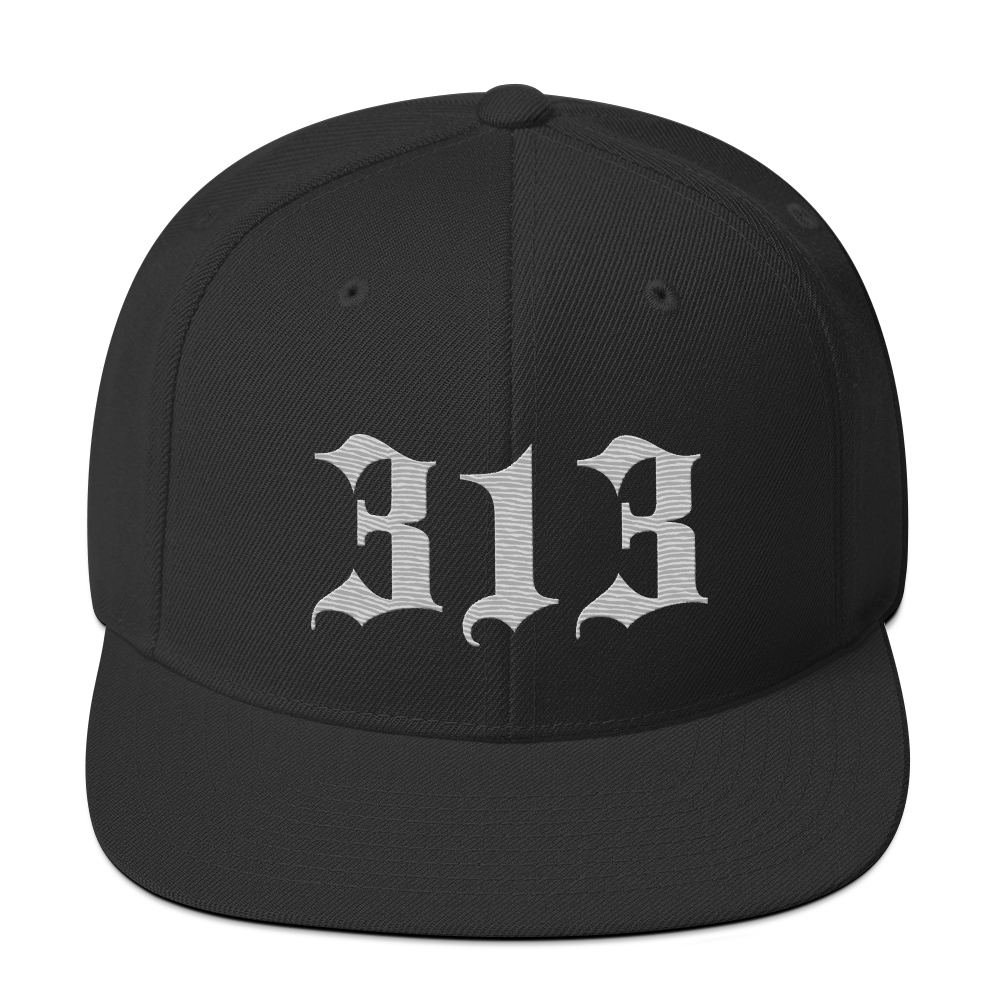 Detroit '313' Vintage Snapback (Old English Font) | Platinum