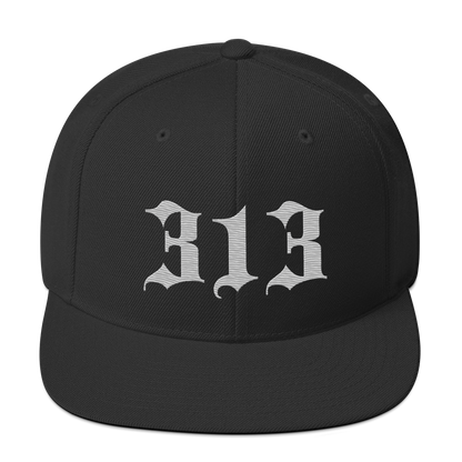 Detroit '313' Vintage Snapback (Old English Font) | Platinum