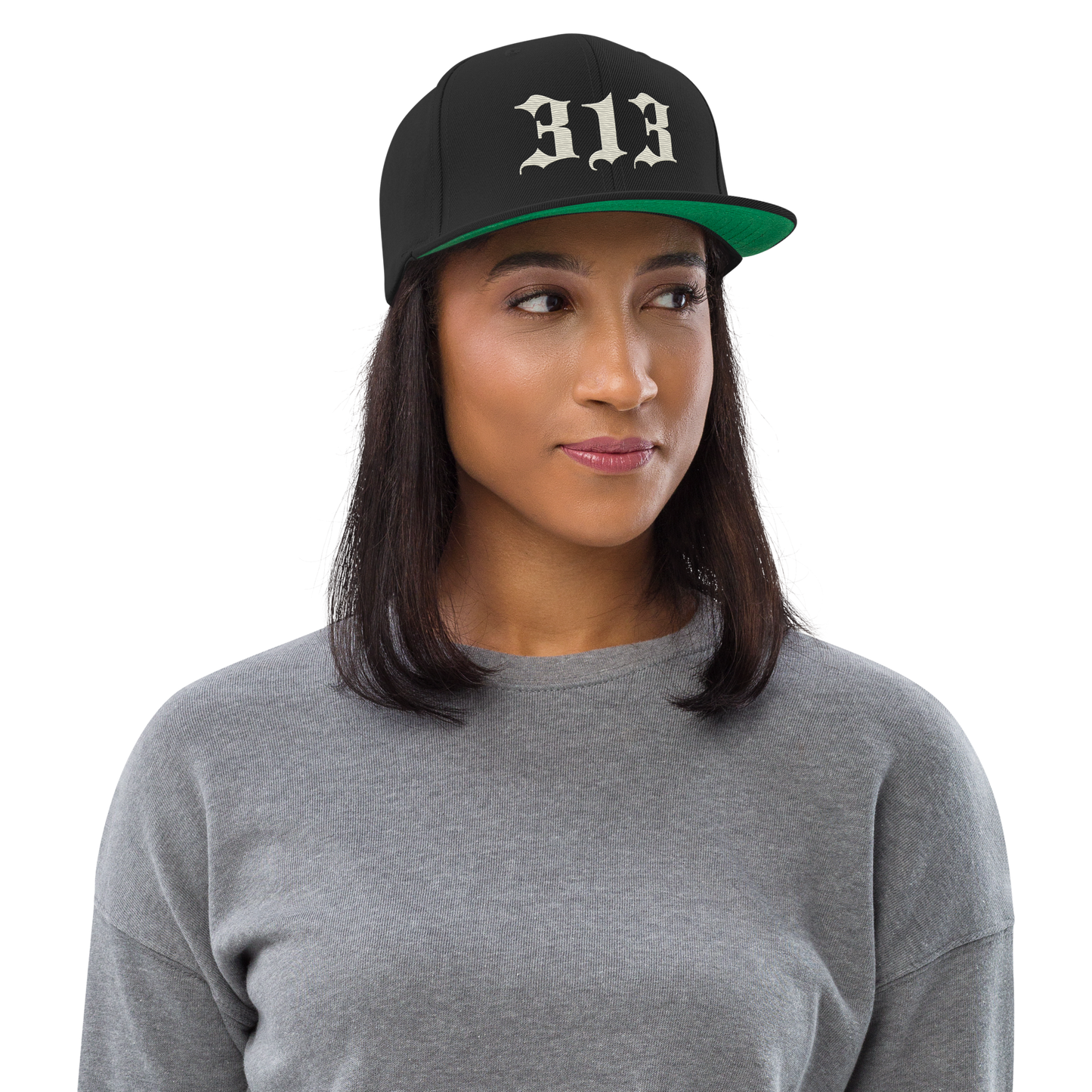 Detroit '313' Vintage Snapback (Old English Font) | Ivory White