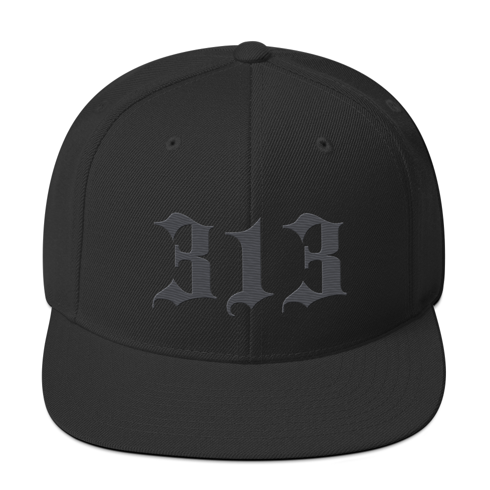 Detroit '313' Vintage Snapback (Old English Font) | Iron Ore Grey