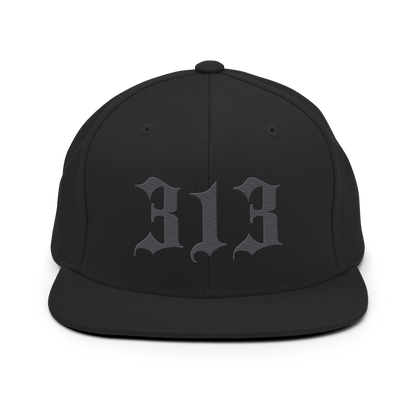 Detroit '313' Vintage Snapback (Old English Font) | Iron Ore Grey