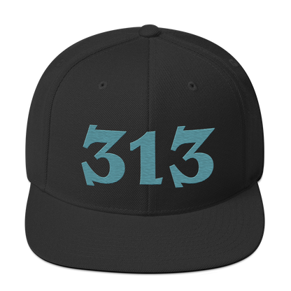 Detroit '313' Vintage Snapback (Angry Font) | Huron Blue