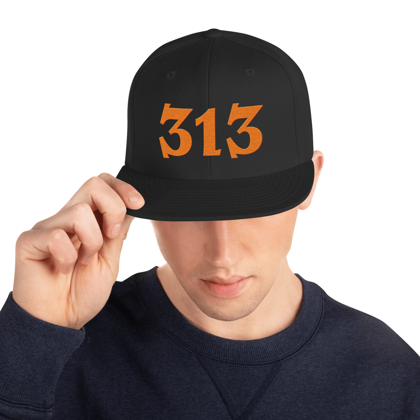 Detroit '313' Vintage Snapback (Angry Font) | Orange