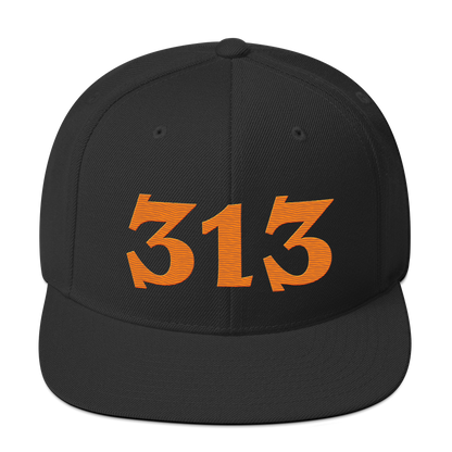 Detroit '313' Vintage Snapback (Angry Font) | Orange