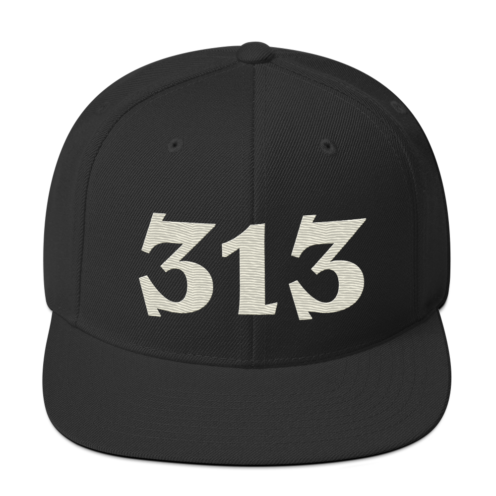 Detroit '313' Vintage Snapback (Angry Font) | Ivory White