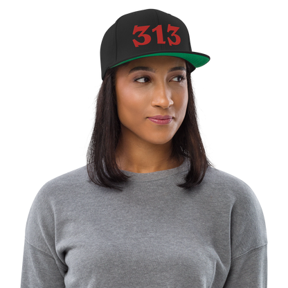 Detroit '313' Vintage Snapback (Angry Font) | Aliform Red