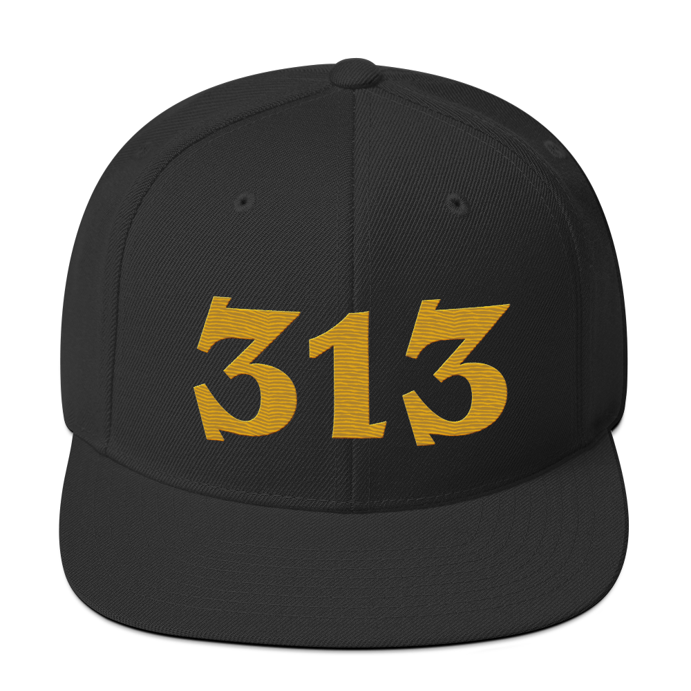 Detroit '313' Vintage Snapback (Angry Font) | Gold