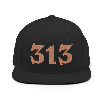 Detroit '313' Vintage Snapback (Angry Font) | Copper