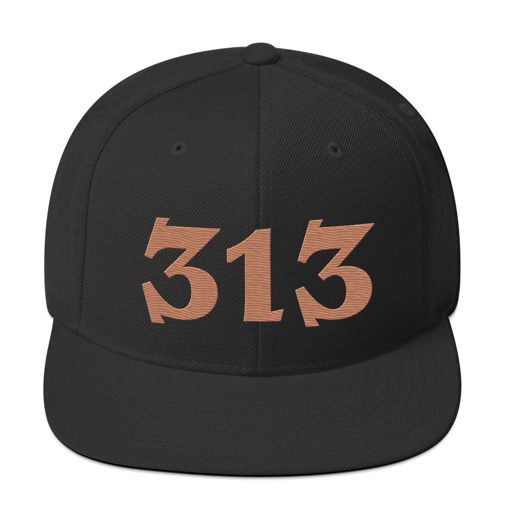 Detroit '313' Vintage Snapback (Angry Font) | Copper