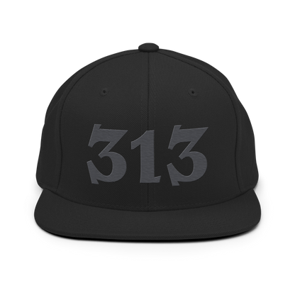 Detroit '313' Vintage Snapback (Angry Font) | Iron Ore Grey