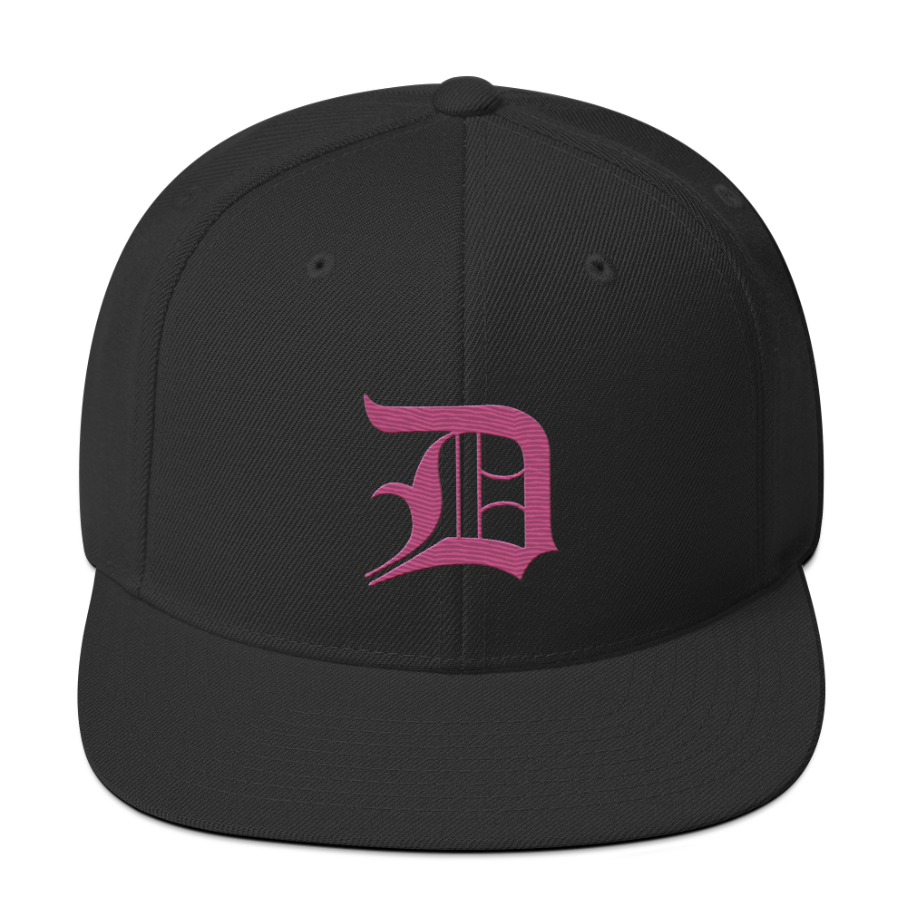 Detroit 'Old English D' Vintage Snapback (Apple Blossom Pink)