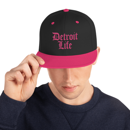 'Detroit Life' Vintage Snapback | Neon Pink