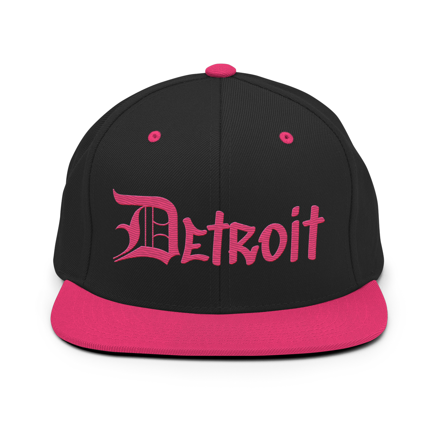 'Detroit' Vintage Snapback (OED Tag Font) | Neon Pink
