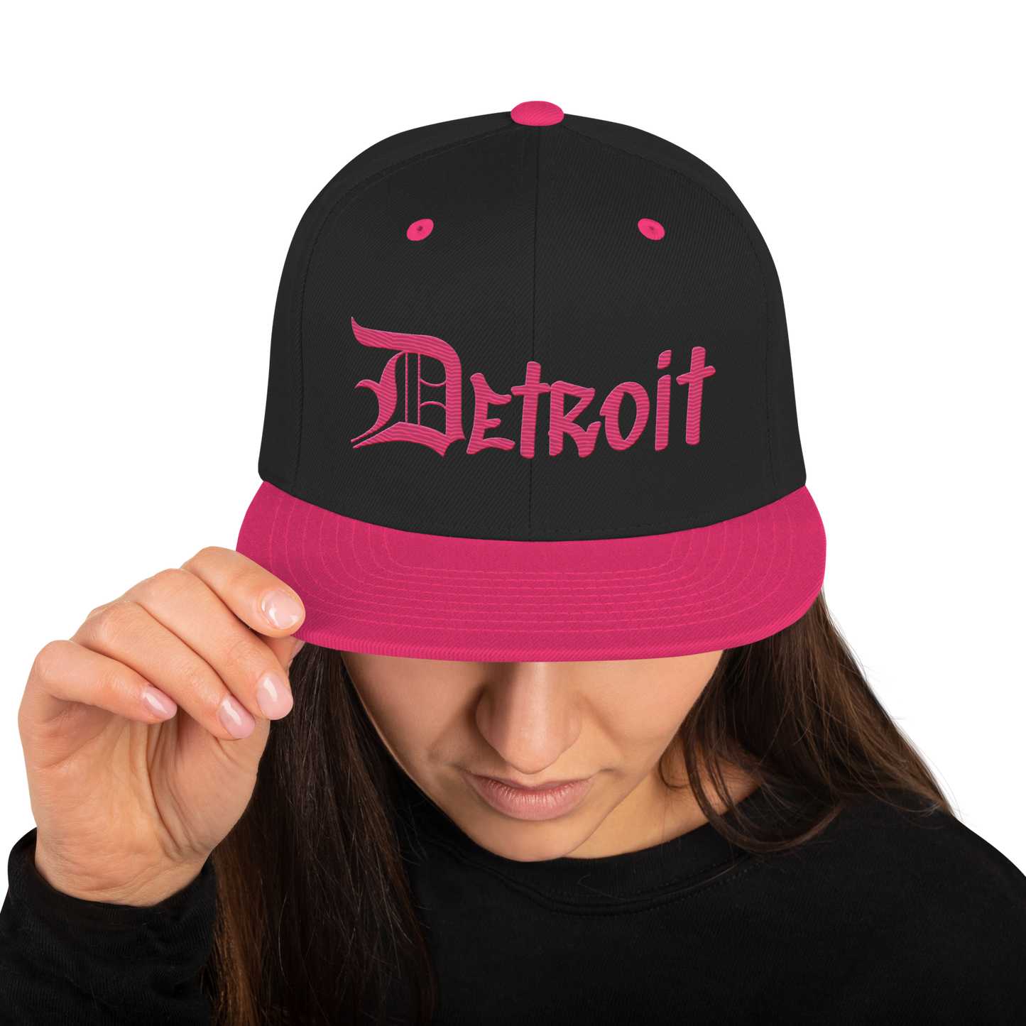 'Detroit' Vintage Snapback (OED Tag Font) | Neon Pink