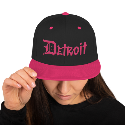 'Detroit' Vintage Snapback (OED Tag Font) | Neon Pink